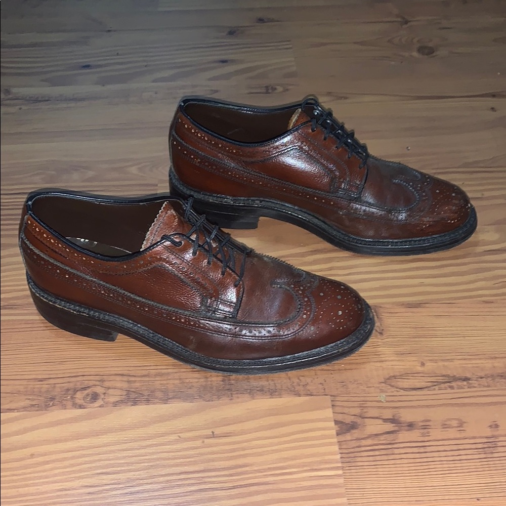 Men's Wingtip Brown Leather Dress Shoes